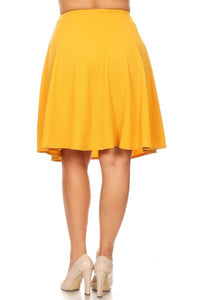 Moa Collection Solid high waisted A-line knee length skirt