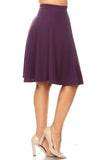 Moa Collection Solid high waisted A-line knee length skirt