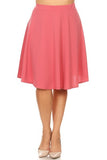 Moa Collection Solid high waisted A-line knee length skirt