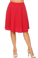 Load image into Gallery viewer, Moa Collection Solid high waisted A-line knee length skirt