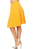 Moa Collection Solid high waisted A-line knee length skirt