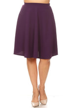 Load image into Gallery viewer, Moa Collection Solid high waisted A-line knee length skirt