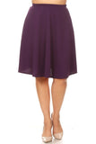 Moa Collection Solid high waisted A-line knee length skirt