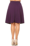 Moa Collection Solid high waisted A-line knee length skirt