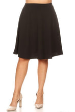 Load image into Gallery viewer, Moa Collection Solid high waisted A-line knee length skirt