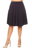 Moa Collection Solid high waisted A-line knee length skirt