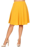 Moa Collection Solid high waisted A-line knee length skirt