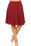 Moa Collection Solid high waisted A-line knee length skirt