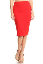 Load image into Gallery viewer, Moa Collection Solid knee length high waisted pencil skirt