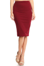 Load image into Gallery viewer, Moa Collection Solid knee length high waisted pencil skirt