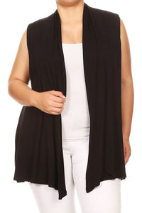 Moa Collection Plus Solid open front vest in a loose fit