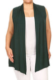 Moa Collection Plus Solid open front vest in a loose fit