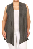 Moa Collection Plus Solid open front vest in a loose fit