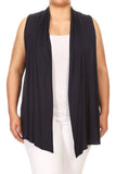 Moa Collection Plus Solid open front vest in a loose fit