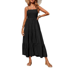 Load image into Gallery viewer, Boho Sleeveless Spaghetti Strap Smocked Tiered Long dress, MEDIUM, 5F-168D001