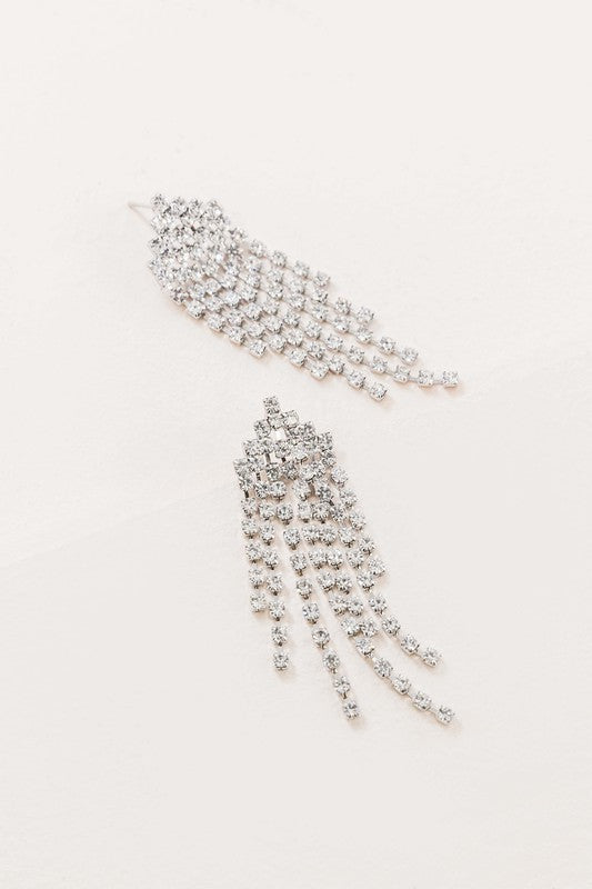 Lovoda Rhinestone Tassel Earrings