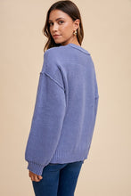 Load image into Gallery viewer, Annie Wear Half Button Ribbed Hem Sweater