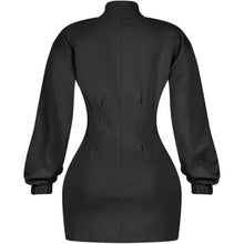 Load image into Gallery viewer, Zip Up Bodycon V Neck Long Sleeve Trendy Mini Dress, Large, 8H-190D004