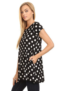 Moa Collection Polka dot printed tunic top