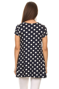 Moa Collection Polka dot printed tunic top