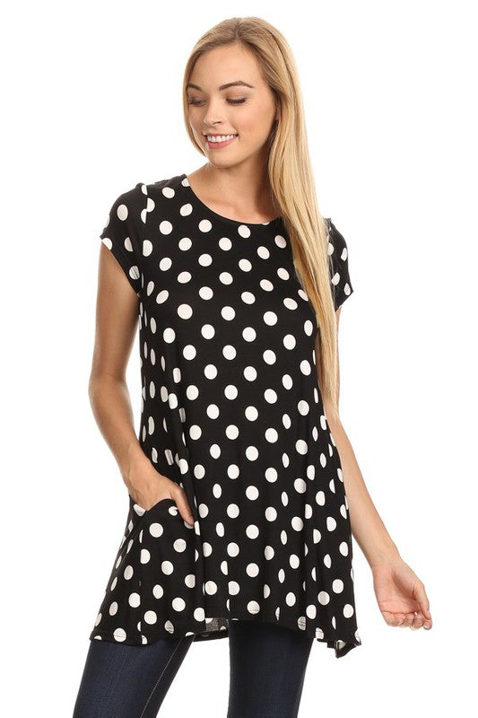 Moa Collection Polka dot printed tunic top