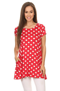 Moa Collection Polka dot printed tunic top