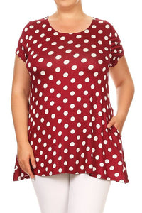 Moa Collection Plus size Polka dot tunic top in a loose fit