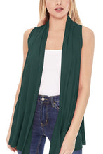 Load image into Gallery viewer, Moa Collection Solid, long body open front vest in a loose fit