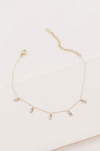 Lovoda Minimal Rectangle Rhinestone Anklet