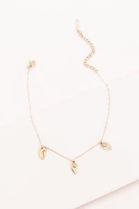 Lovoda Leaf and Rhinestone Chain Anklet