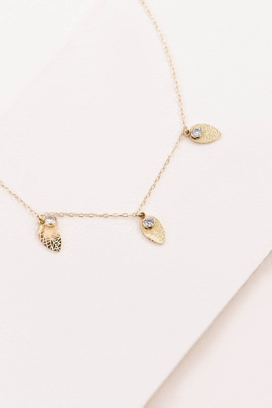 Lovoda Leaf and Rhinestone Chain Anklet