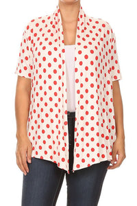 Moa Collection Polka dot Open Front Short sleeve cardigan