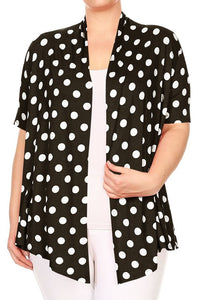 Moa Collection Polka dot Open Front Short sleeve cardigan