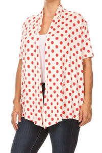 Moa Collection Polka dot Open Front Short sleeve cardigan