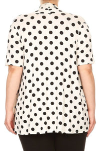 Moa Collection Polka dot Open Front Short sleeve cardigan