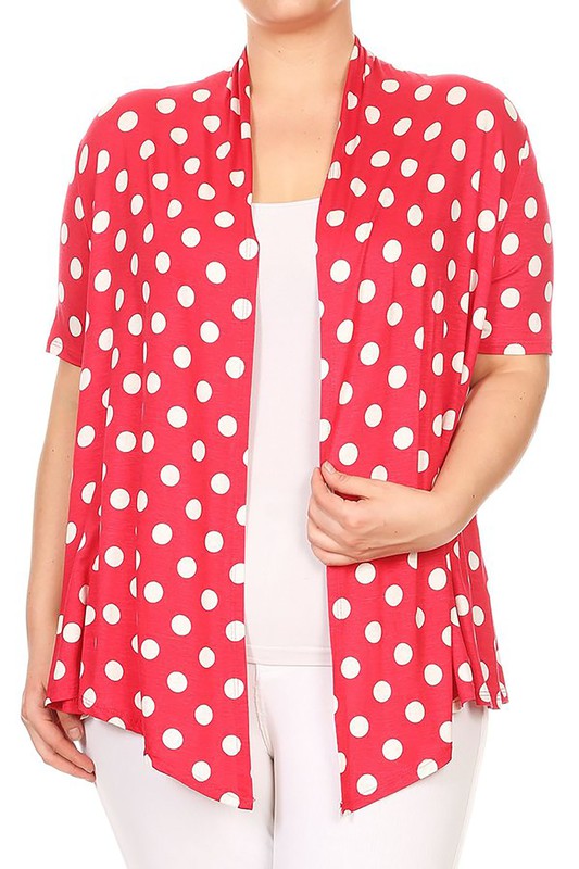 Moa Collection Polka dot Open Front Short sleeve cardigan