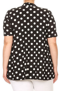 Moa Collection Polka dot Open Front Short sleeve cardigan