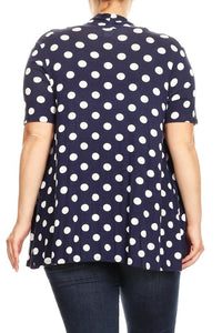 Moa Collection Polka dot Open Front Short sleeve cardigan