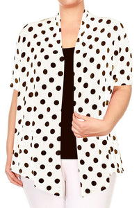 Moa Collection Polka dot Open Front Short sleeve cardigan