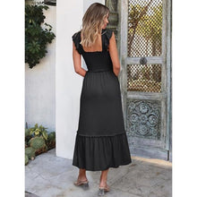 Load image into Gallery viewer, Square Neck Smocked Boho Casual Ruffle Strap Flowy Dress, Size XL, 15I-137D004