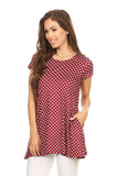 Moa Collection Polka dot print short sleeve relaxed fit tunic