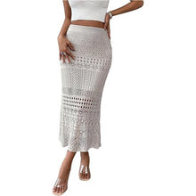 Load image into Gallery viewer, Apricot High Waist Hollow Out Knitted Stretch Maxi Skirt, XS, 1II-140B002