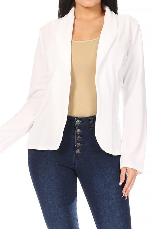 Moa Collection Open front Long sleeves Casual fitted style blazer