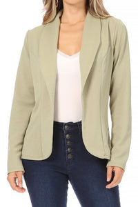 Moa Collection Open front Long sleeves Casual fitted style blazer