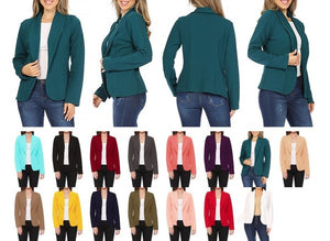 Moa Collection Open front Long sleeves Casual fitted style blazer