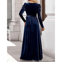Load image into Gallery viewer, Long Puff Sleeve Crew Neck Elastic High Waist Dress, SIZE XL, 1AA-160D004
