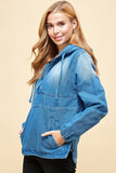 Blue Age PLUS SIZE DENIM HOODIE HALF ZIPPER CLOSER