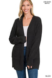 ZENANA Low Gauge Waffle Open Cardigan Sweater