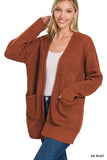 ZENANA Low Gauge Waffle Open Cardigan Sweater