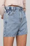 Super High Rise Elastic Waistband Denim Shorts